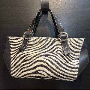Puntotres Black calfskin Zebra stripe Shoulder Bag- Like New